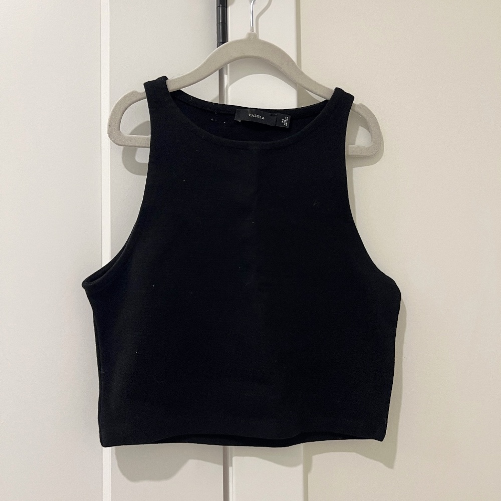 Aritzia Talula Black high neck tank cropped top